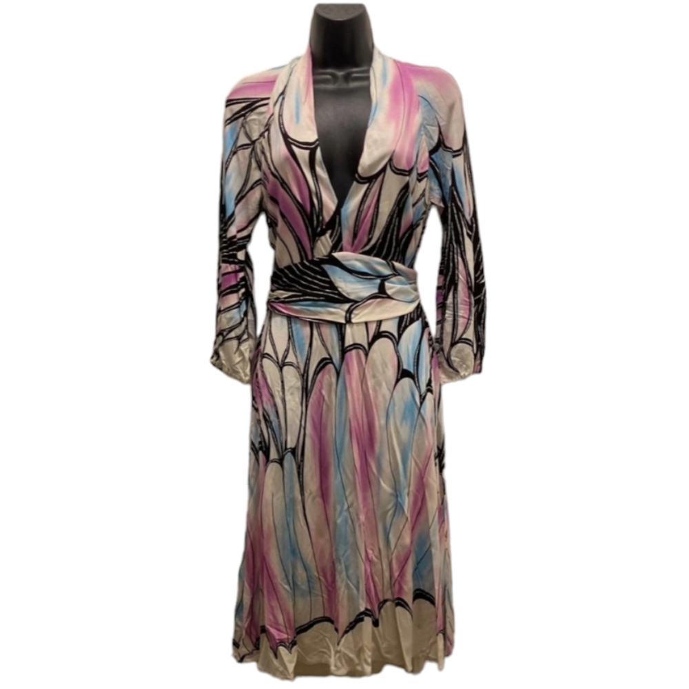 Yigal printed rayon belted dress S